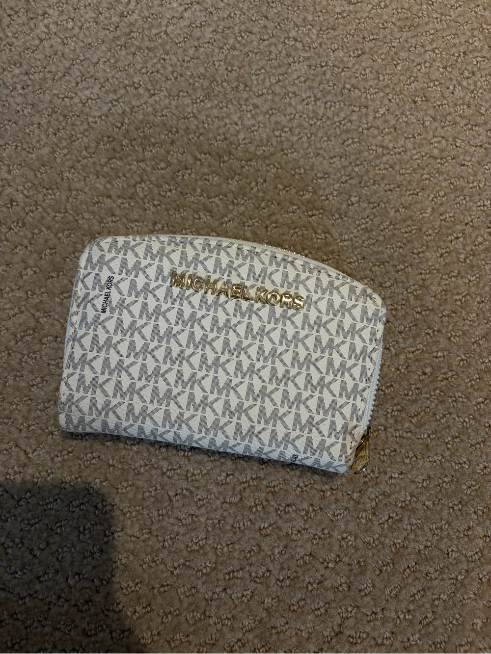 Michael Kors White and Gray MK Logo Wallet